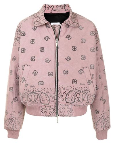 Rhude Bandana Zip-up Bomber Jacket in Pink for Men - Lyst