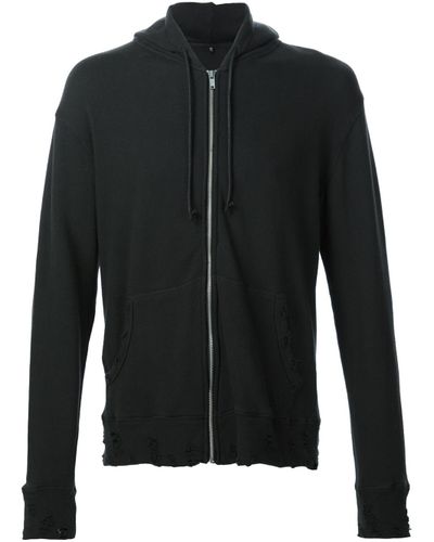 R13 Cotton Distressed Zipped Hoodie in Black for Men - Lyst