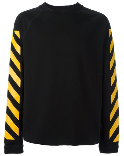 Moncler Cotton X Off White Striped Sweatshirt in Black for Men - Lyst
