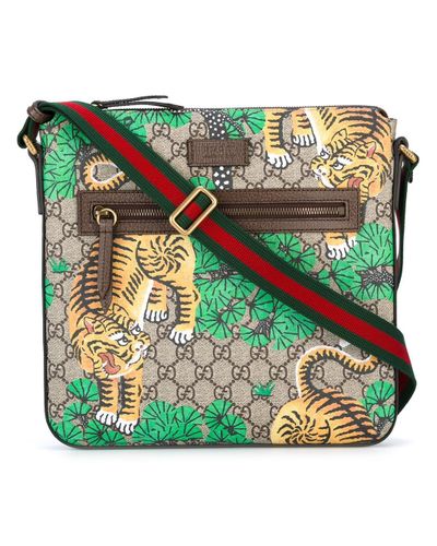 Gucci Leather Bengal Gg Supreme Print Messenger Bag in Brown for Men - Lyst