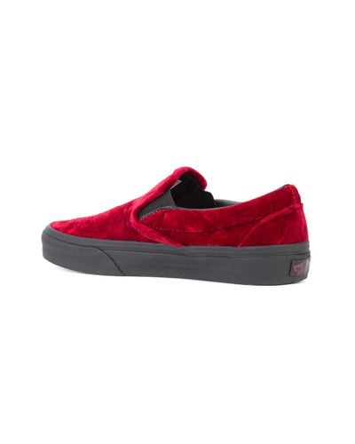 Vans Velvet Slip-on Sneakers in Red for 