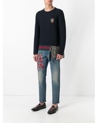 gucci jeans side stripe