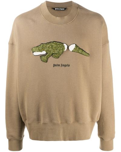 Palm Angels Cotton Crocodile-motif Sweatshirt in Brown for Men - Lyst