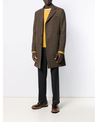 Ferragamo Wool Single Breasted Coat in Brown for Men - Lyst