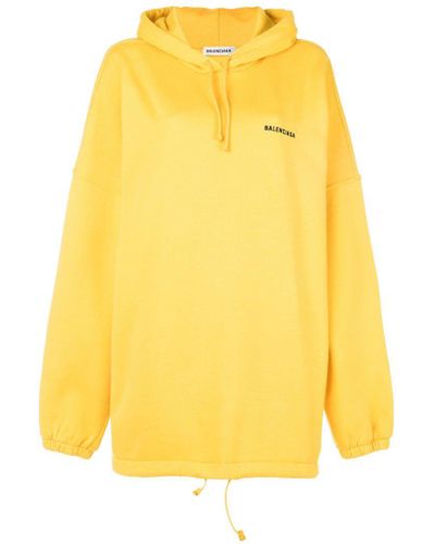 Balenciaga Cotton Oversized Hoodie in Yellow - Lyst