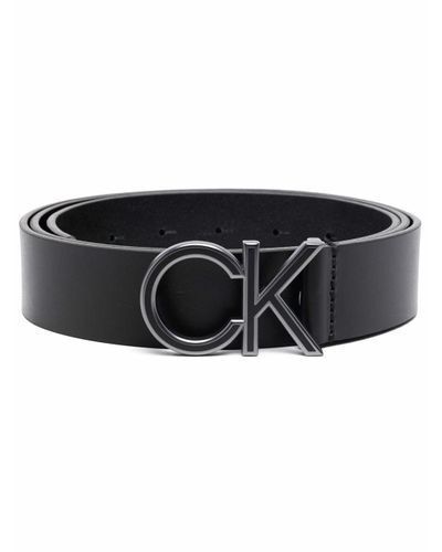 Calvin Klein Leder Gürtel mit Logo-Schild in Schwarz für Herren - Lyst