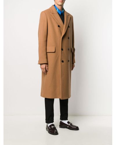 MSGM Wool Oversized Double-breasted Coat in Natural for Men - Lyst