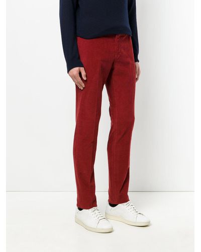 red corduroy trousers