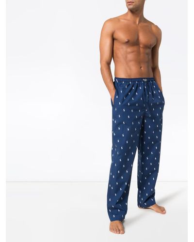 Polo Ralph Lauren Cotton Logo Print Pyjama Trousers in Blue for Men - Lyst