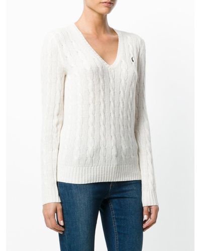 white ralph lauren cable knit jumper womens