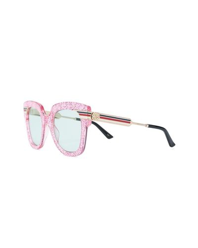 Gucci Oversized Glitter Sunglasses in Pink | Lyst