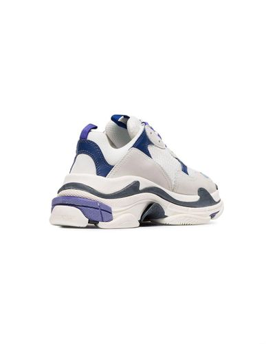 Balenciaga Leer Wit Blauwe Leren Triple S Sneakers in het Blauw - Lyst