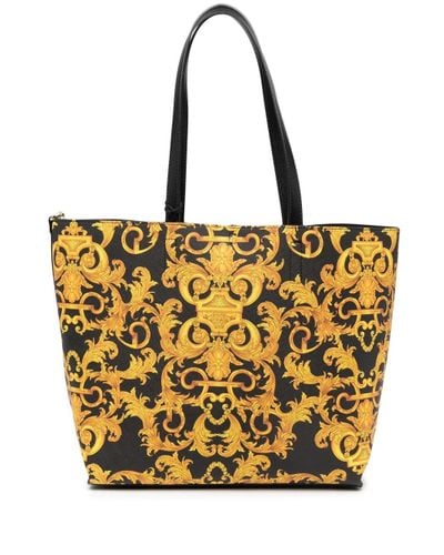 Versace Jeans Couture Denim Baroque Print Tote Bag in Black - Lyst