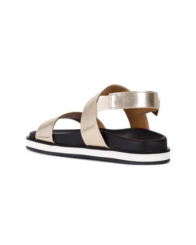 Love Moschino Synthetic Metallic Flat Sandals - Lyst