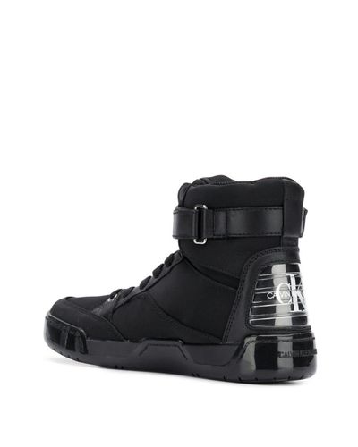 calvin klein black high top trainers