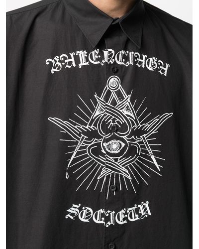Balenciaga Baumwolle Hemd mit Gothic-Print in Schwarz für Herren - Lyst