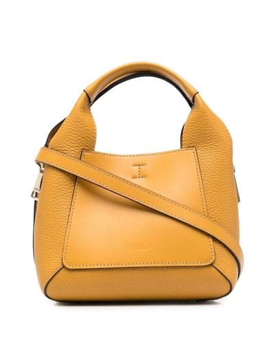 Furla Mini Gilda Leather Tote Bag in Yellow | Lyst