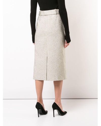 Rosie Assoulin Silk Belted Pencil Skirt in Natural - Lyst