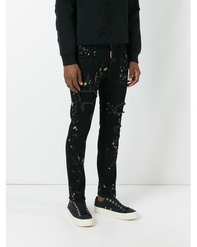 dsquared jeans paint splatter black
