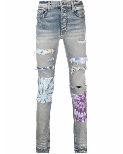 Amiri Denim Bandana-underlay Distressed Slim-fit Jeans in Blue for Men ...