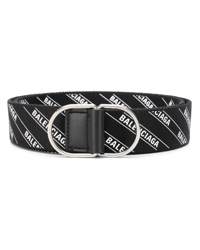 Balenciaga Cotton D-ring Repeat Logo Pattern Belt in Black for Men - Lyst