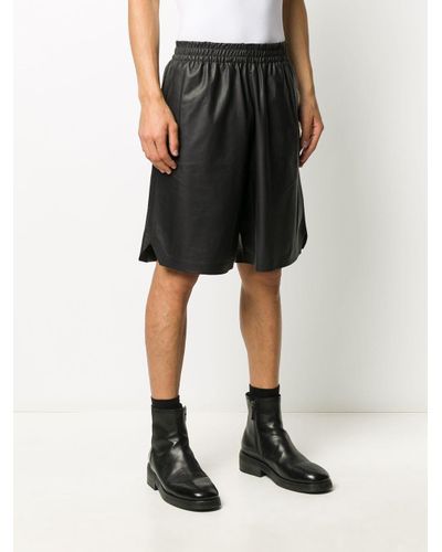 Bottega Veneta Leather Knee-length Shorts in Black for Men - Lyst