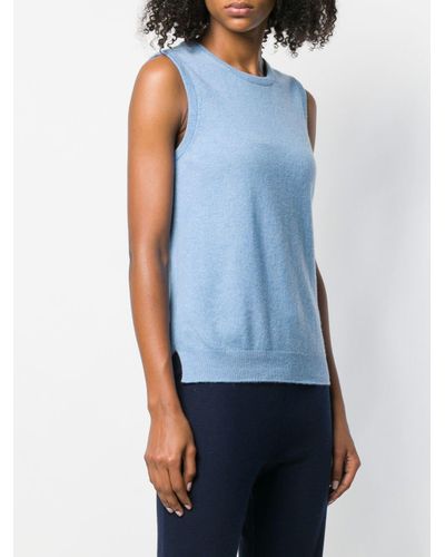 Pringle of Scotland Cashmere Sleeveless Knitted Top in Blue - Lyst