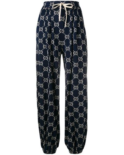 Gucci Cotton GG Technical Track Trousers in Blue - Lyst