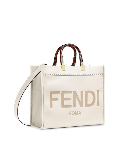 Fendi Leather Medium Sunshine Tote Bag in White - Lyst