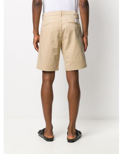 Calvin Klein Synthetic Logo-patch Knee-length Chino Shorts in Natural ...