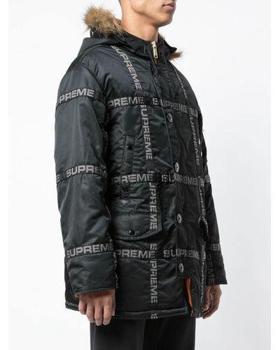 supreme logo tape parka