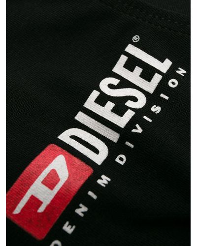 DIESEL Denim Jersey Crop Top With Logo Print in Black - Lyst