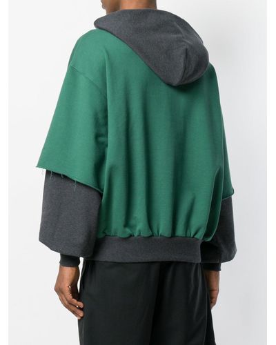 Gosha Rubchinskiy Cotton Combo Hooded Sweatshirt in Green for Men - Lyst