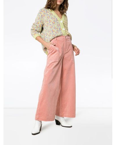 Ganni Cotton Ridgewood High Waisted Corduroy Trousers in Blush (Pink) - Lyst
