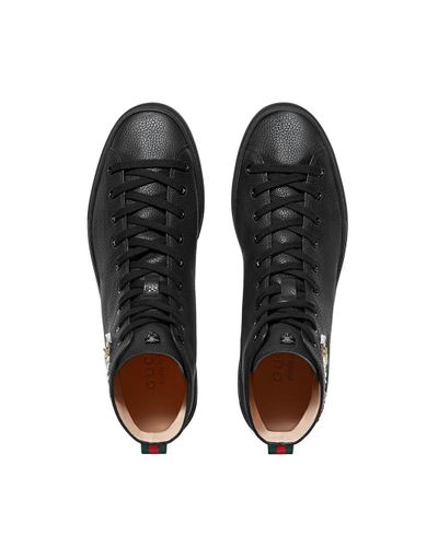 Gucci Leather Hoge Tiger Unisex Sneakers - Zwart in Sneakerstad