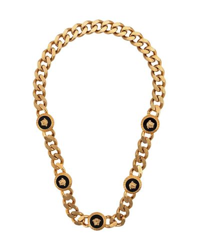 Versace Black Enamel Quint Medallion Necklace in Gold (Metallic) for Men -  Lyst