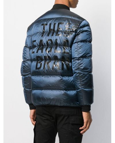 Emporio Armani Synthetic Printed 'the Eagle Brand' Padded Jacket in Blue  for Men | Lyst