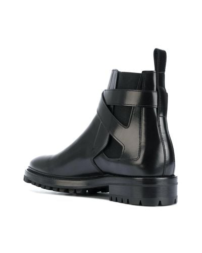 Lanvin Leather Buckled Chelsea Boots in Black for Men | Lyst