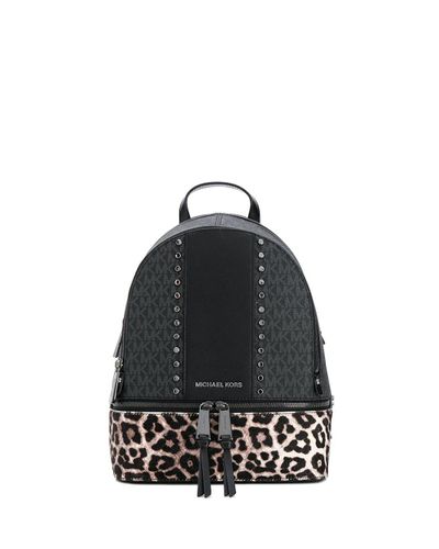 michael kors black leopard backpack