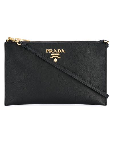 prada logo plaque clutch bolsa