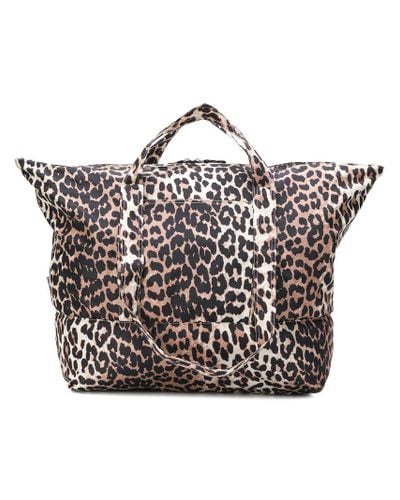Ganni Leopard Print Tote Bag | Lyst
