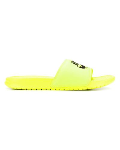 Nike Synthetic Benassi Slide Sandals in Yellow for Men | Lyst Canada