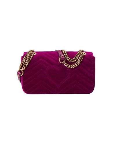 Borsa a spalla GG Marmont in velluto di Gucci in Viola | Lyst