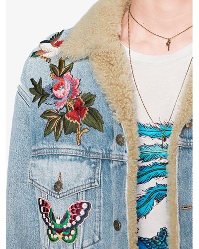 gucci shearling denim jacket