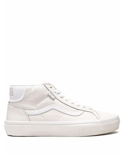 Vans Leather Skate Mid Skool Sneakers in White for Men - Lyst