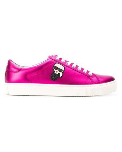 Karl Lagerfeld Leather Contrast Sneakers in Pink & Purple (Pink) - Lyst