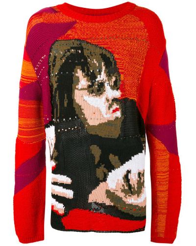 off white jumper red