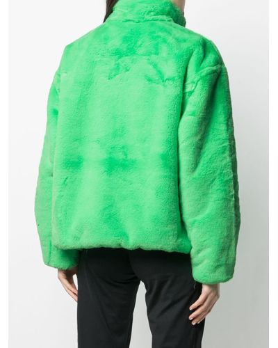 swoosh faux fur jacket