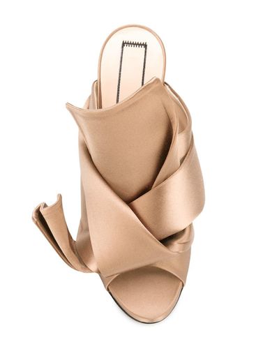 nude bow mules