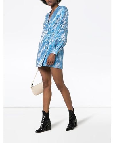 Ganni Synthetic Jacquard Mini Dress in Blue - Lyst